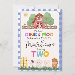 Oink & Moo Cute Fazenda Segundo Convite de Anivers