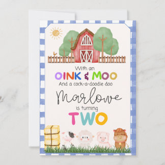 Oink & Moo Cute Fazenda Segundo Convite de Anivers