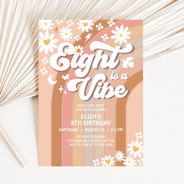 OITO é um Convite de Aniversário Vibe Hippie Anive (Criador carregado)
