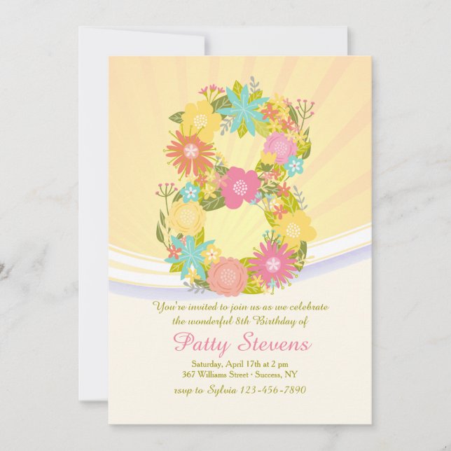 Oito É Um Maravilhoso Convite De Aniversário (Frente)