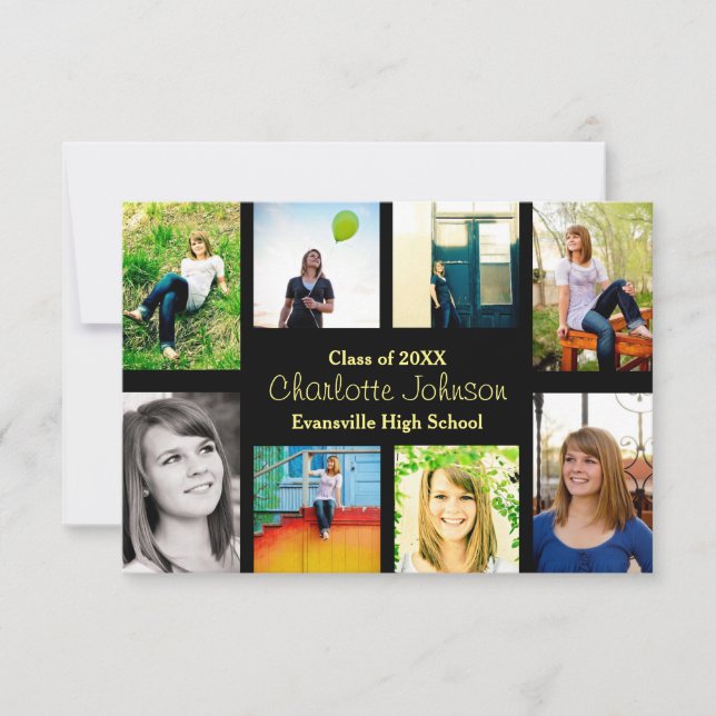 Oito/Nove Fotos Pretas - Anúncio de Formando 3x5 (Frente)