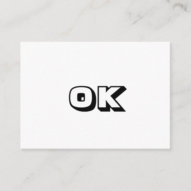 OK, Ok, moderno cartão branco negro (Frente)