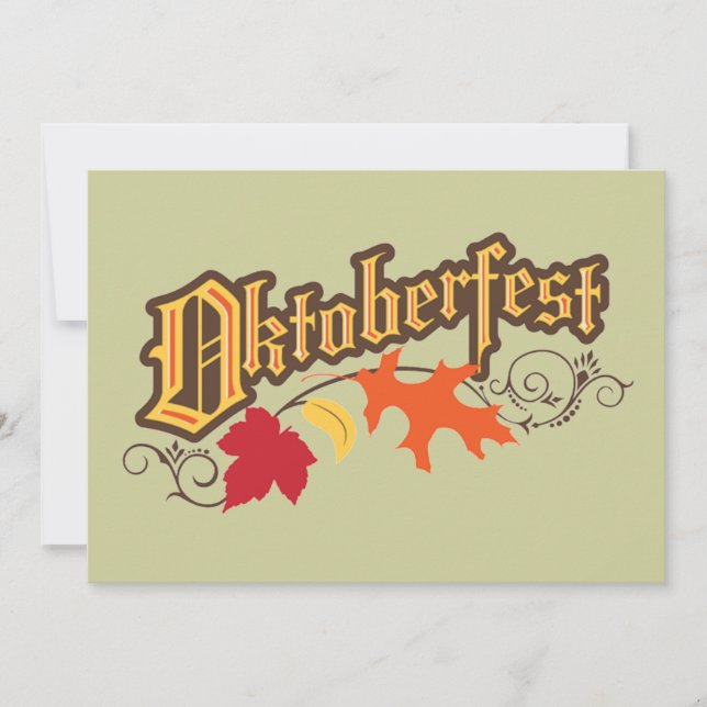 oktoberfest texto e convite às folhas de outono (Frente)