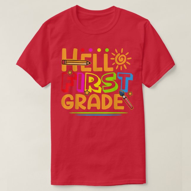 Olá, 1º ano Diversão de Camisa 1 rua Volta para Sc (Frente do Design)