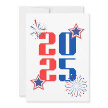 OLÁ 2025 Cartão de feriado vermelho e azul