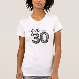 Olá 30 Coroa de Impressão de Leopardo Camiseta de