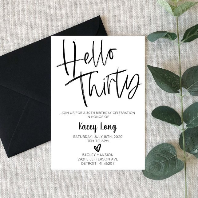 Olá, 3aniversário de 30 anos Convite (Criador carregado)