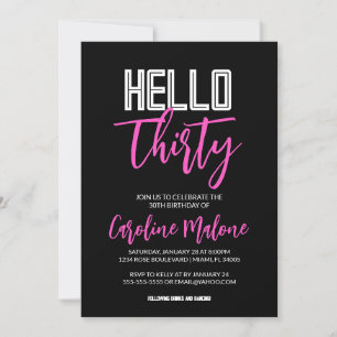 Olá, 3aniversário de 30 anos Convite