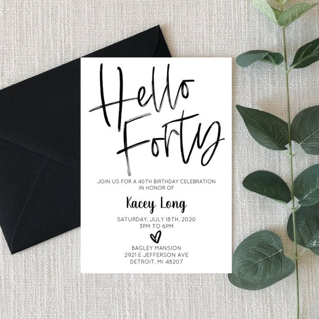 Olá, 40 aniversário de 40 anos Convite (Criador carregado)