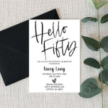 Olá 50.º Convite de Aniversário<br><div class="desc">Este é um minimalista preto e branco chamado "Olá 50 Aniversário Convidado". Isto é para qualquer um que faça 50 anos. Comemore seu aniversário de 50 anos com este convite mínimo.</div>