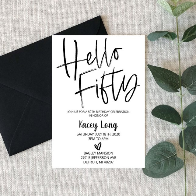 Olá 50.º Convite de Aniversário (Criador carregado)