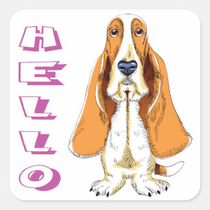 Olá Adesivo / Etiqueta de Cachorro Fila Basset