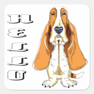 Olá Adesivo / Etiqueta de Cachorro Fila Basset Pup