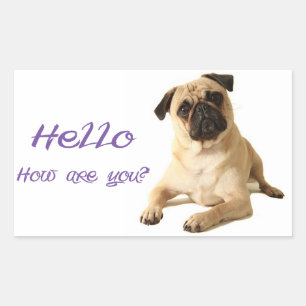 Olá Adesivo / Etiqueta de Cachorro Pug Filhote