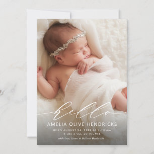 Olá Anúncio de Nascimento da Caligrafia Moderna