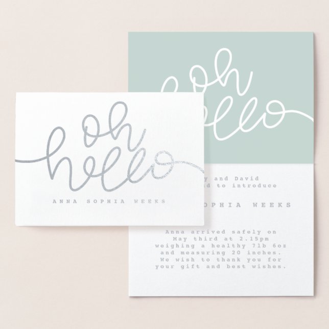 Olá, anúncio de nascimento de folha de alumínio (m (Exibição)