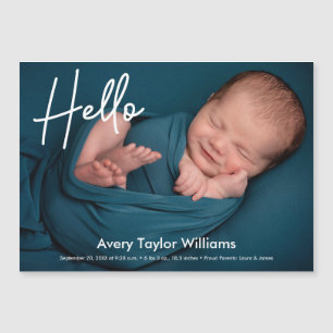 Olá, anúncio de nascimento de uma foto de bebê rec