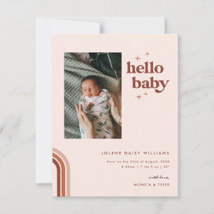 Olá, Baby   Anúncio de nascimento de Boho Retroati