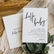 Olá, Baby Modern Classic Chá de fraldas Convite