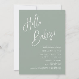 Olá Baby Sage Blue/Green Chá de fraldas Convite