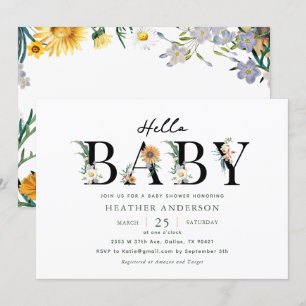 Olá, Baby Wildflower Girl Convite para Chá de fral