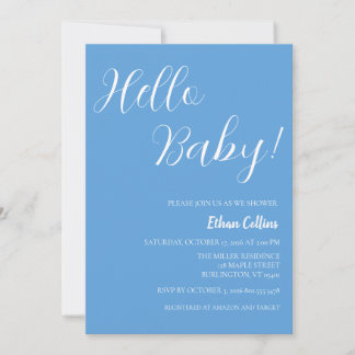 Olá Bebê! Convite de Chuvada de Bebê Azul para um