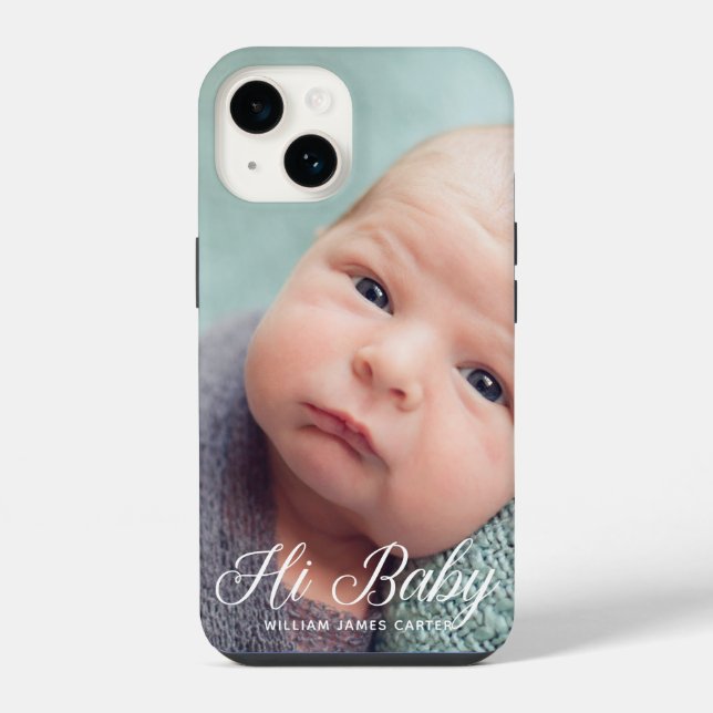 Olá Bebê Foto Chic Branco Script Personalizado Rec (Verso)