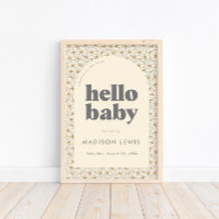 Olá Bebê Retro Boho Daisy Poster de Boas-vindas