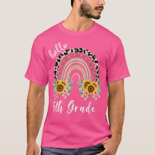 Olá camisa 5, professor de arco-íris de girassol