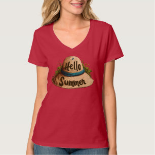 Olá Camiseta de Capa com Chapéu de Praia de Verão