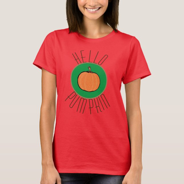 Olá, camiseta de mulheres abóbora (Frente)
