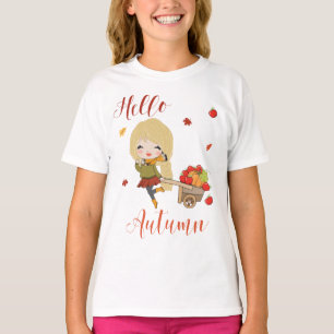 Olá camiseta de outono para meninas e mulheres