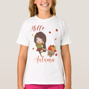 Olá camiseta de outono para meninas e mulheres