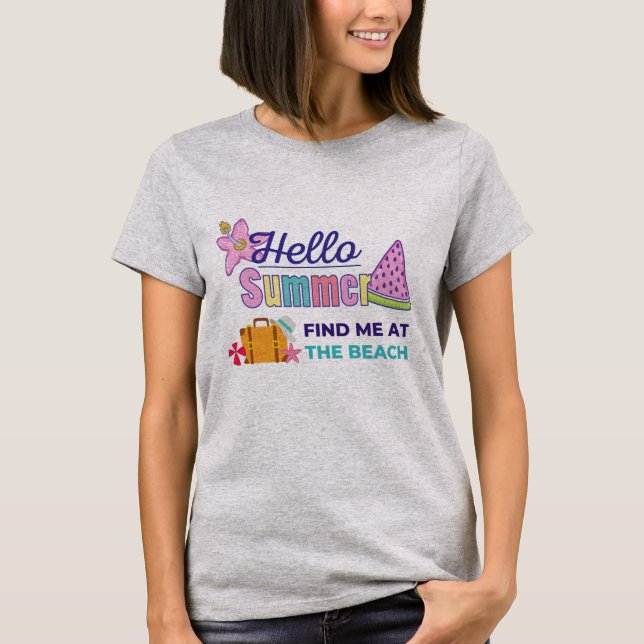 Olá Camiseta Estou Na Praia De Verão (Frente)