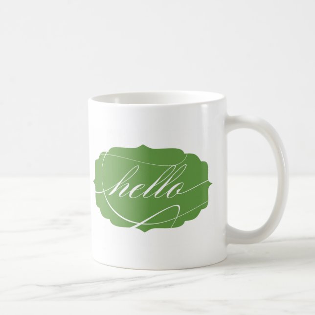 Olá! caneca de café no verde (Direita)