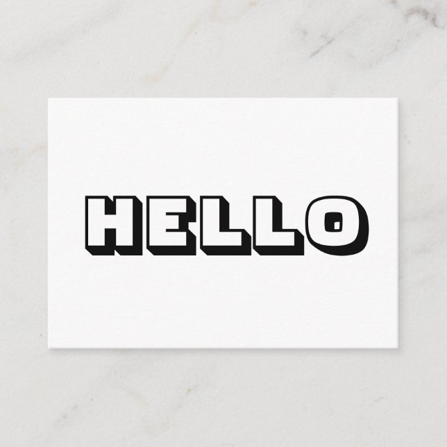 Olá, cartão branco negro ousado e moderno (Frente)