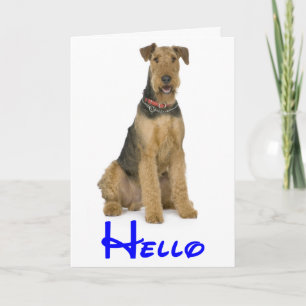 Olá Cartão de Cachorro Airedale Filhote - Verso