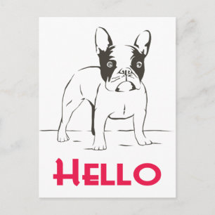 Olá Cartão Postal de Cachorrinho Bulldog Francês