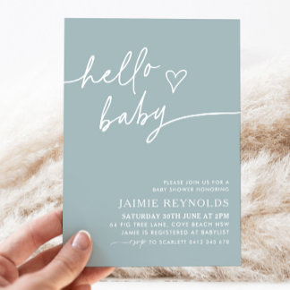 Olá, Chá de fraldas Azul Bebê Convite