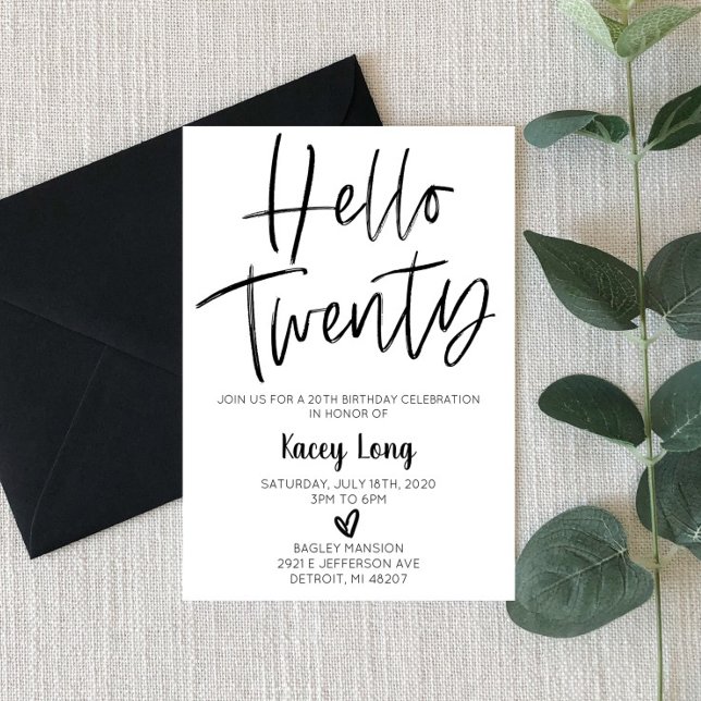 Olá, Convite de Aniversário de Vinte 20 (Criador carregado)