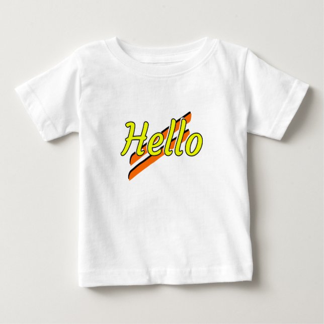 Olá design em uma camiseta branca de bebê (Frente)