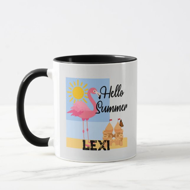 Olá Design Flamingo Rosa de Verão - Caneca Combo (Esquerda)