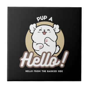 Olá do Lado Barrado - Design de Cachorro Bonito