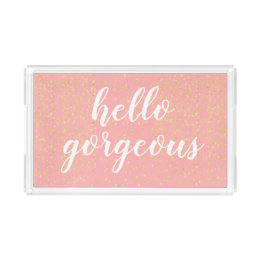 Olá, Dourada, Rosa, Garganta, Bandeja de Acrilato 