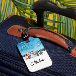 Olá etiqueta personalizada de bagagem de inverno