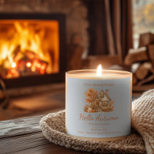 Olá Etiquetas de Velas de Outono Folhas Caindo Cas