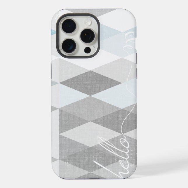 Olá Gray e Blue Linen Pattern iPhone 6 Plus (Verso)