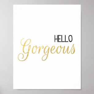 Olá! impressão preto & Dourado lindo