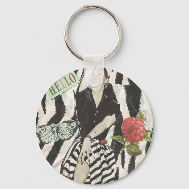 Olá Lindo B&W! Chaveiro (Frente)