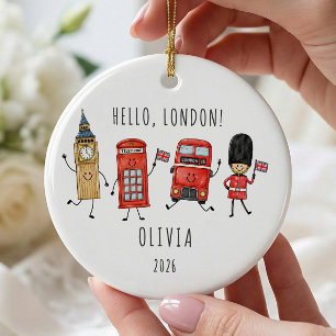Olá Londres Enfeite de Viagem Personalizado